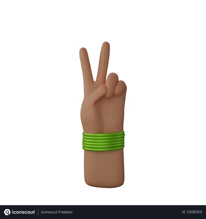 Free Hand with bangles showing Peace sign 3D Illustration