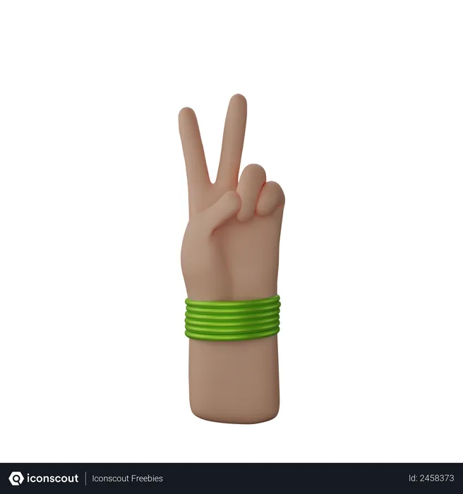 Free Hand with bangles showing Peace sign 3D Illustration