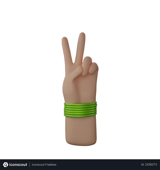 Free Hand with bangles showing Peace sign  3D Illustration