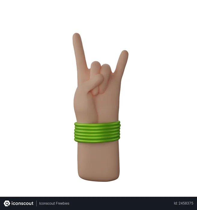 Free Hand with bangles showing Rock N’ Roll Sign  3D Illustration