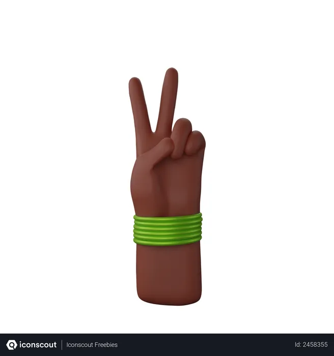 Free Hand with bangles showing victory sign 3D Illustration