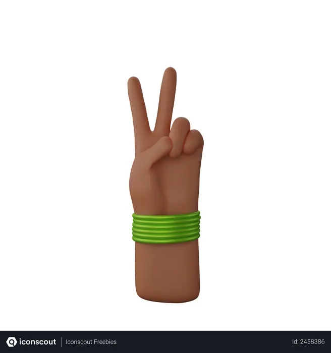 Free Hand with bangles showing victory sign  3D Icon