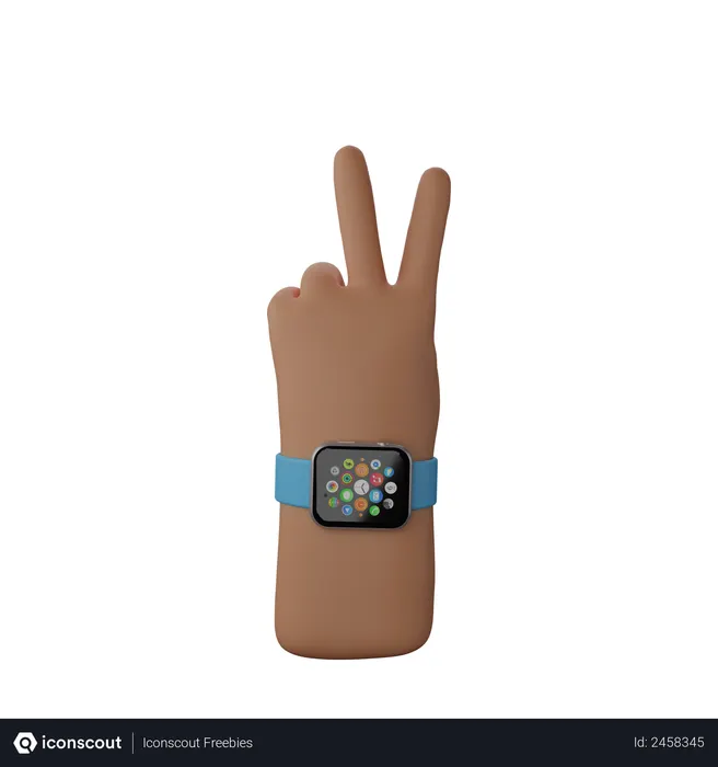 Free Hand with smart band showing Victory sign  3D Illustration