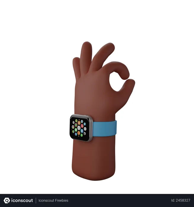 Free Hand with smart watch showing All ok sign  3D Illustration