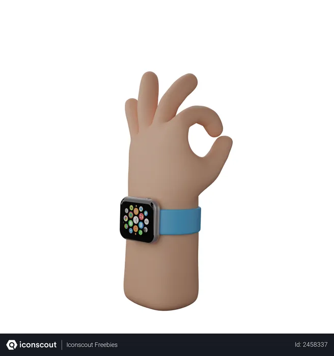 Free Hand with smart watch showing All okay gesture  3D Illustration