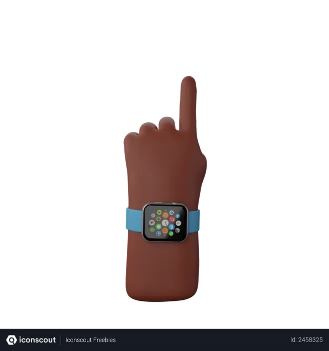 Free Hand with smart watch showing Finger up gesture  3D Illustration