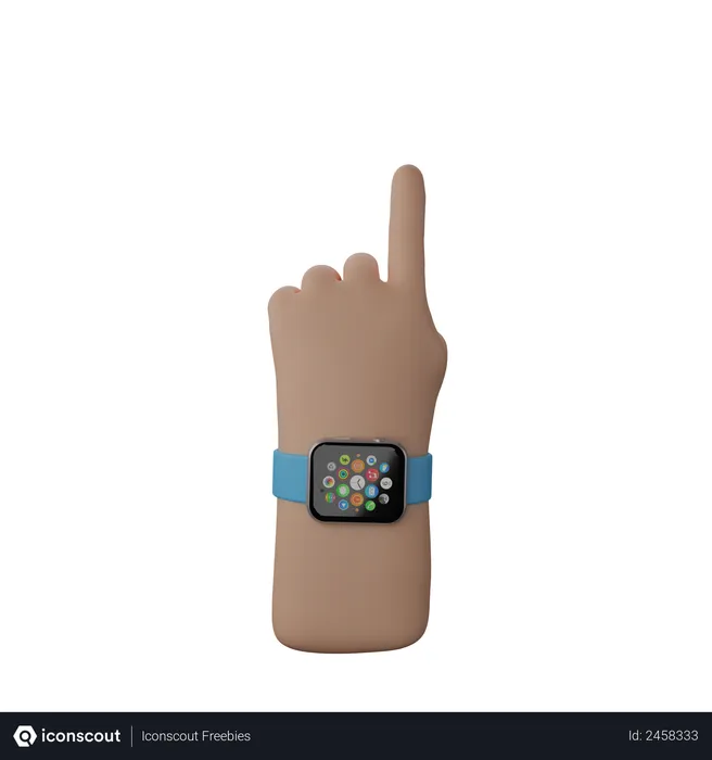 Free Hand with smart watch showing Finger up gesture  3D Illustration