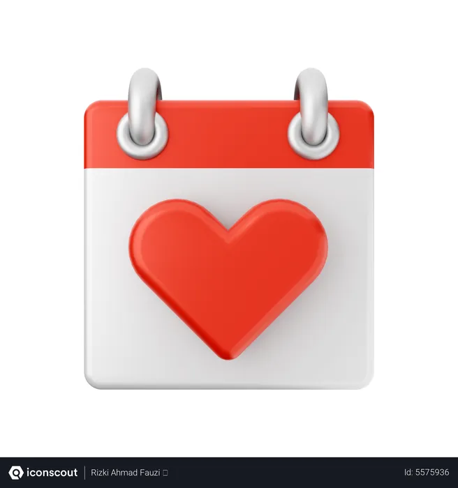 Free Heart Calendar  3D Icon
