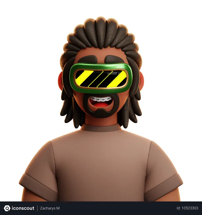 Free Hombre afro con vr  3D Icon