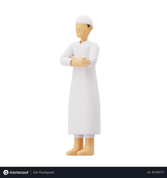 Free Homens muçulmanos rezando na postura qiyaam  3D Icon