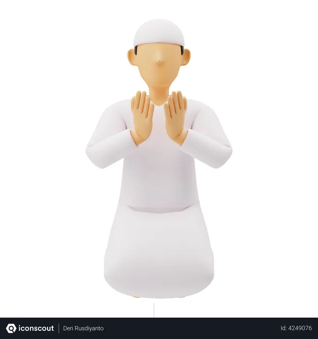 Free Homens muçulmanos sentam-se rezando  3D Icon