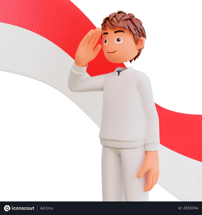Free Indonesia man saluting on independence day  3D Illustration