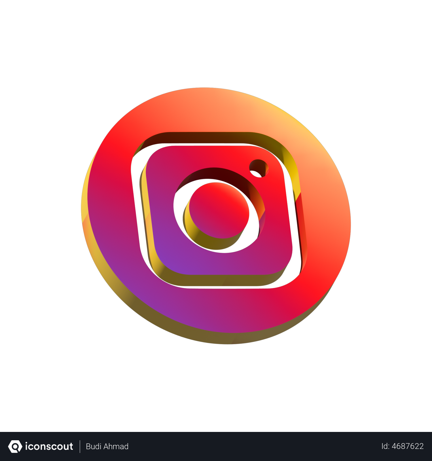 Red 3D instagram logo on transparent background PNG - Similar PNG