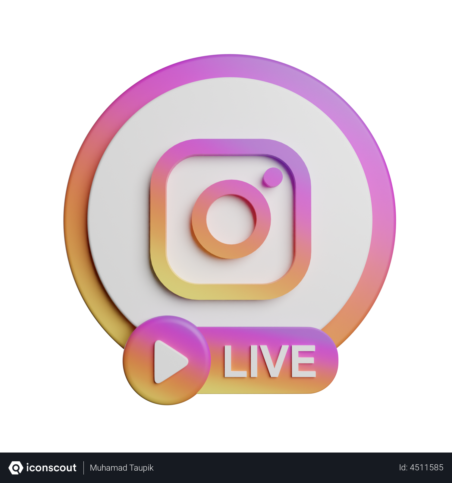 Instagram profile live icon interface transparent Vector Image