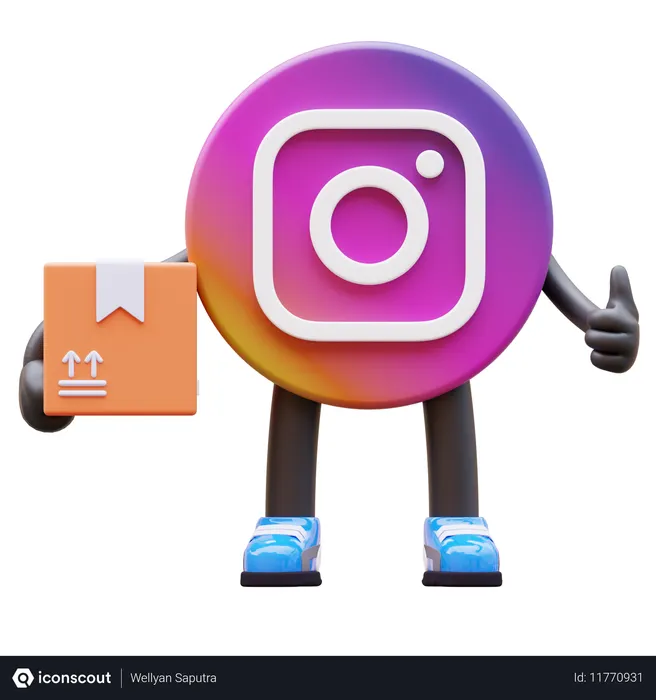Free Instagram Logo Delivering Package  3D Illustration