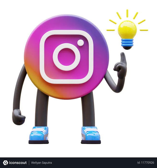 Free Instagram Logo Having Bright Idea  3D Illustration