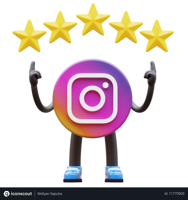 Free Instagram Logo Indicating Five Stars Rating  3D Illustration