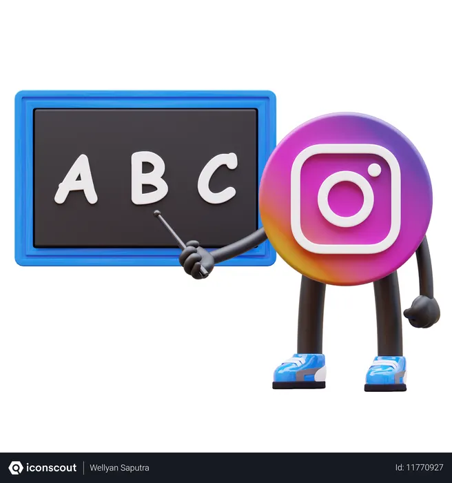 Free Instagram Logo Teaching Abc On Blackboard  3D Illustration