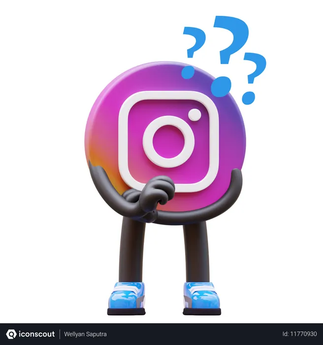Free Instagram Logo Thinking About Something  3D Illustration