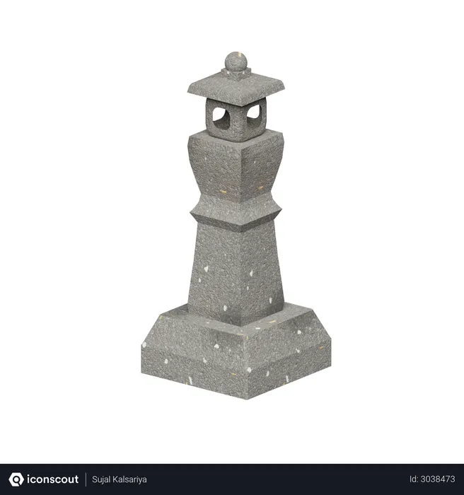 Free Japanese Stone Lantern  3D Illustration