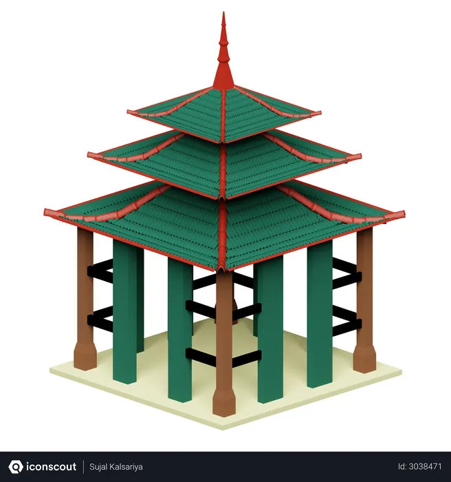 Free Japanese Temple  3D Illustration