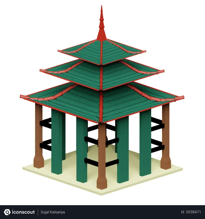 Free Japanischer Tempel  3D Icon