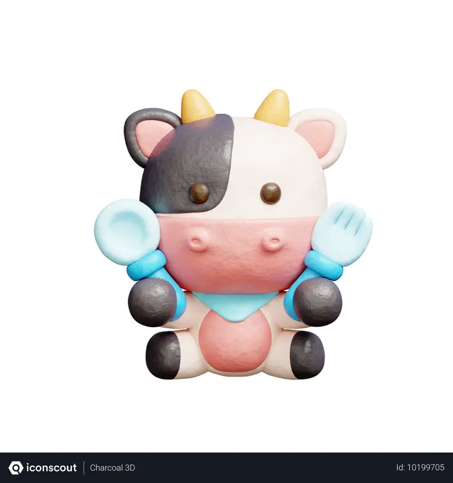 Free Jolie vache en train de manger  3D Icon