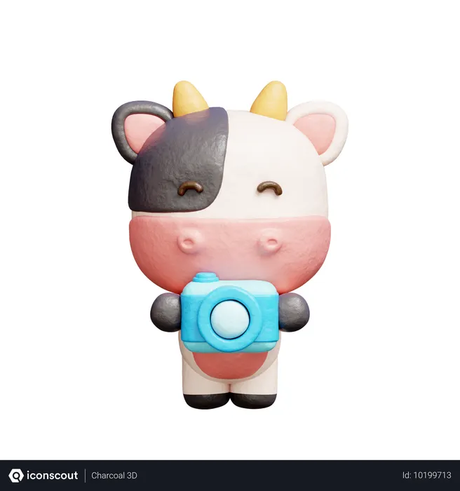 Free Jolie vache tenant un appareil photo  3D Icon