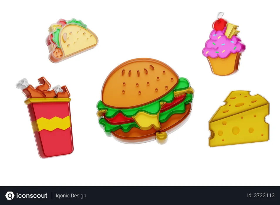 Free Junk Food  3D Illustration