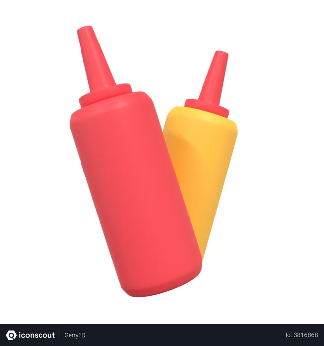 Free Ketchup Bottles  3D Illustration