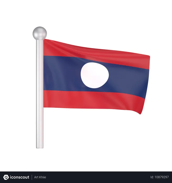 Free Laos Flag  3D Icon