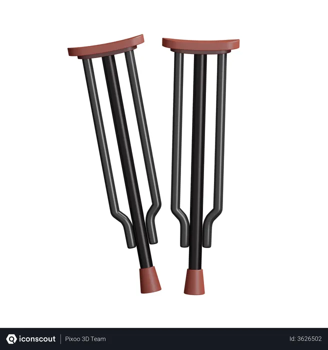 Free Leg Crutches  3D Illustration