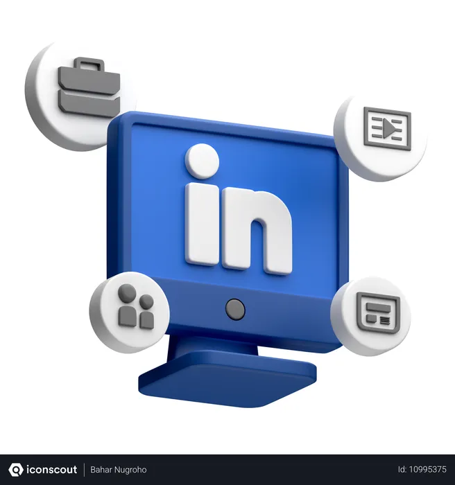 Free LinkedIn en el monitor del escritorio Logo 3D Icon