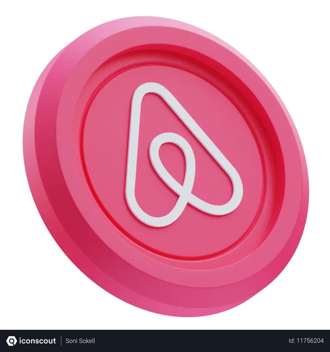 Free Logo Airbnb sur une pièce circulaire rose Logo 3D Icon