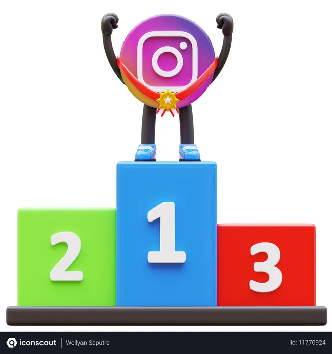 Free Le logo Instagram trône fièrement sur le podium des vainqueurs  3D Illustration