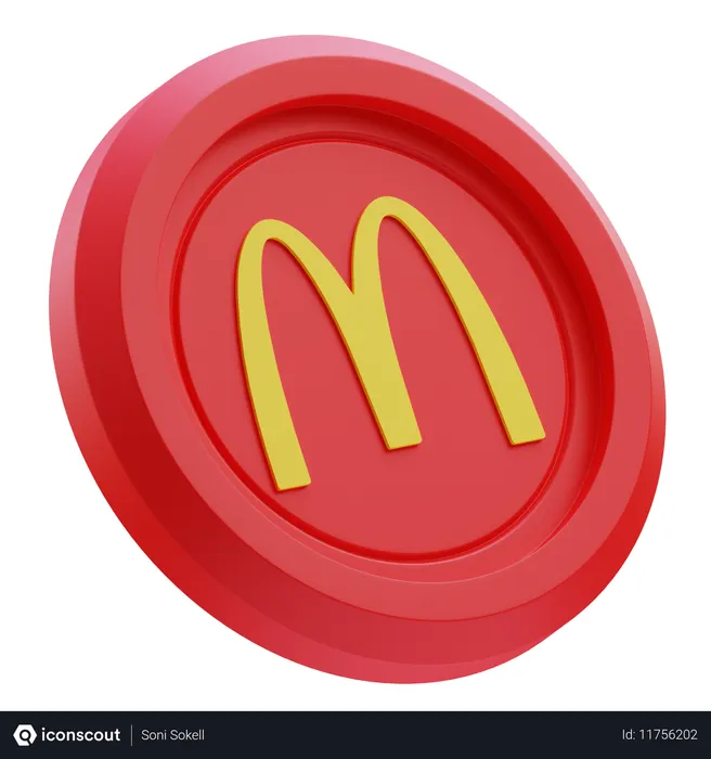 Free Logo McDonald's sur une pièce circulaire rouge Logo 3D Icon