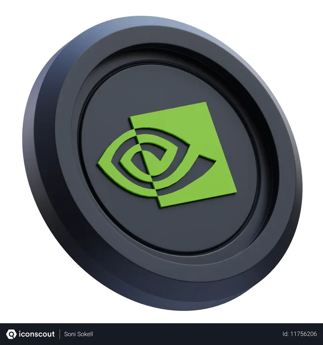 Free Logo Nvidia sur une pièce circulaire noire Logo 3D Icon