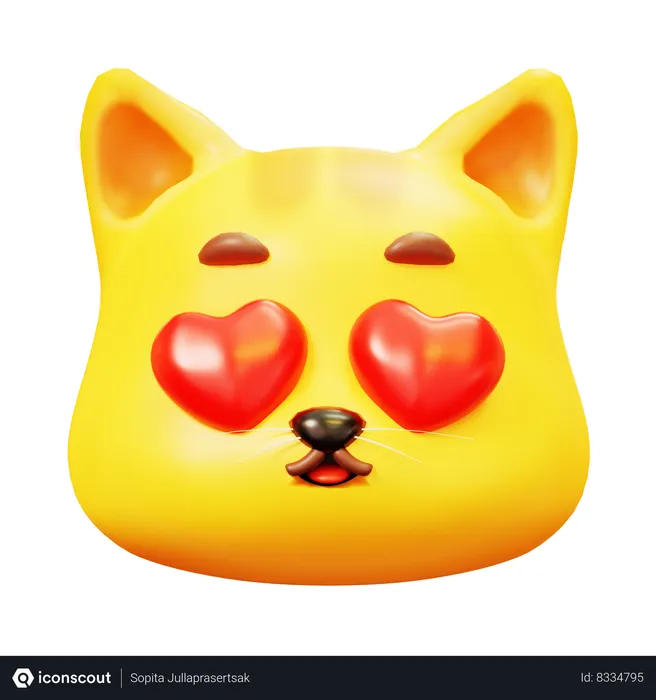 Free Love Cat Emoji 3D Icon