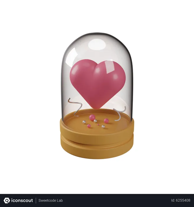 Free Love Heart In A Glass  3D Icon