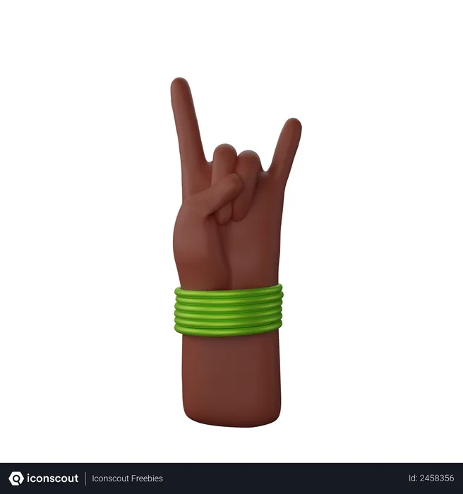 Free Main avec des bracelets montrant le signe Rock N' Roll  3D Icon