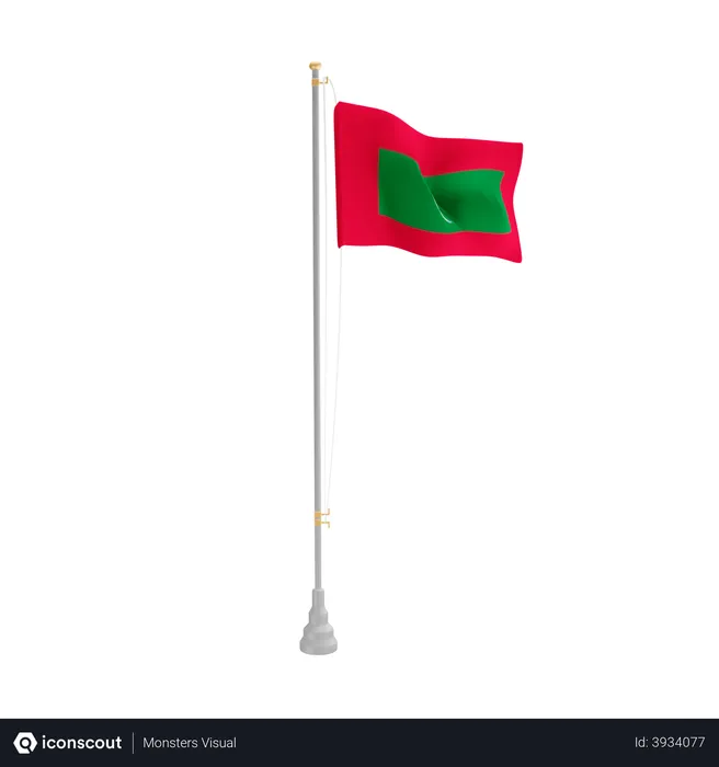 Free Maladewa Flag 3D Illustration download in PNG, OBJ or Blend format