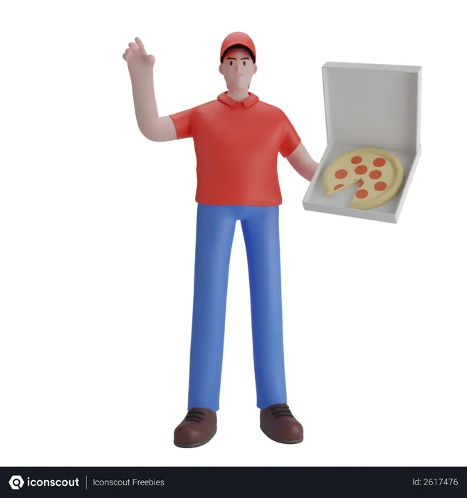 Free Male pizza delivery guy  3D Illustration