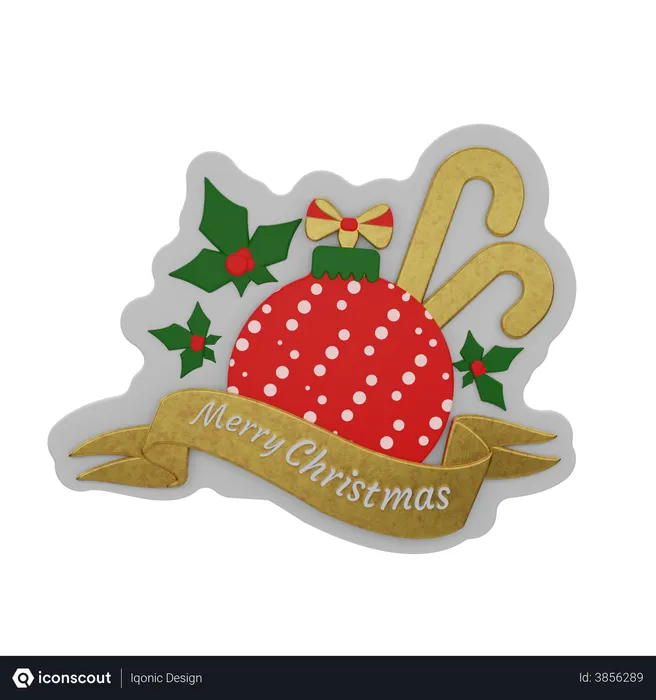 Free Merry Christmas  3D Sticker