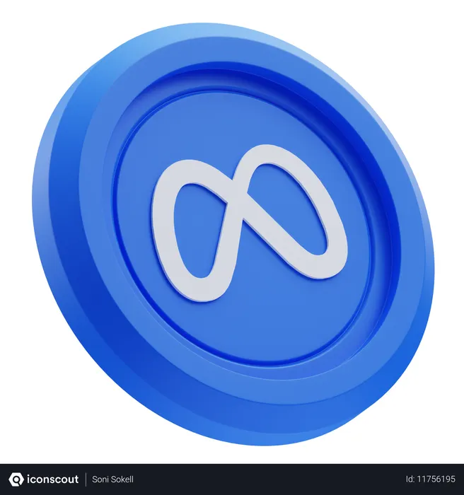 Free Meta Logo on Blue Circular Coin Logo 3D Icon