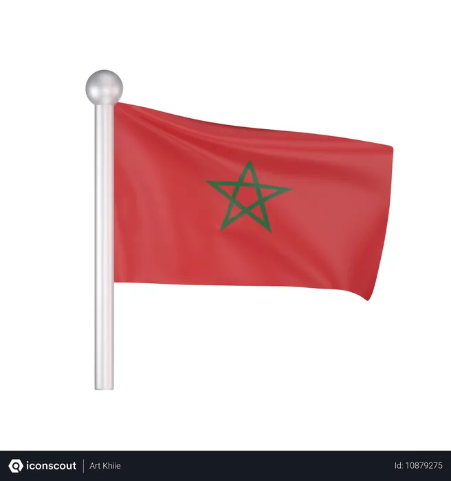 Free Morocco Flag  3D Icon