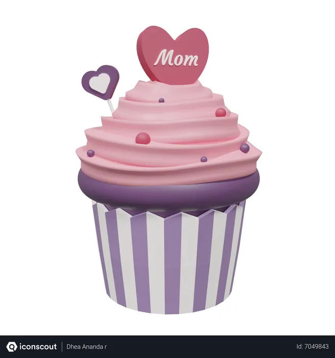 Free Mothers Day Cupcake  3D Icon