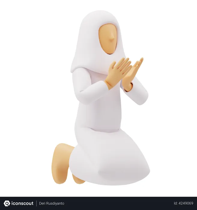 Free Muslim women sit praying  3D Illustration