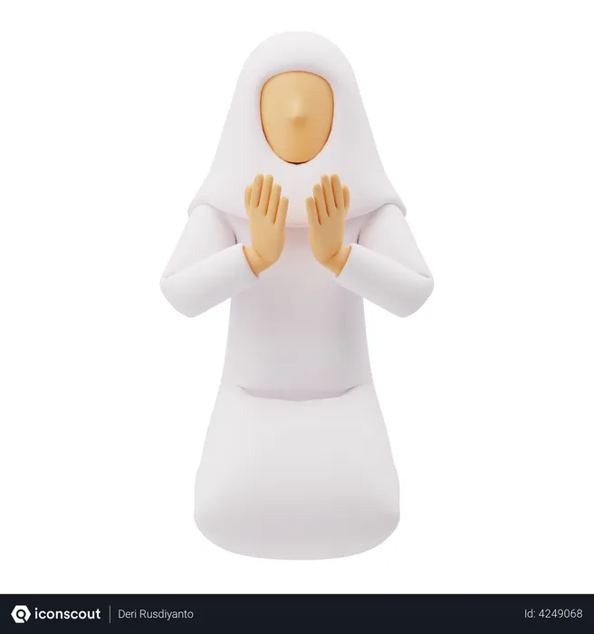 Free Muslim women sit praying  3D Illustration