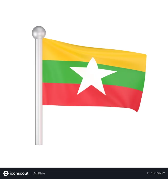 Free Myanmar Flag  3D Icon