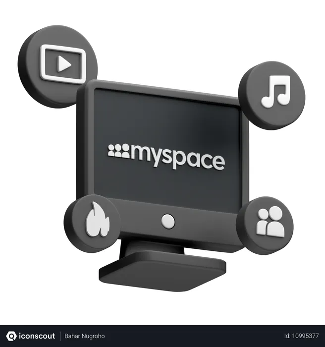 Free Myspace On Desktop Monitor Logo 3D Icon